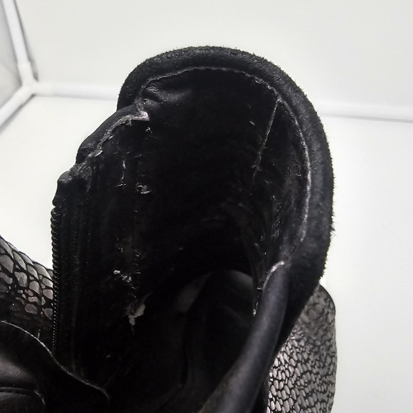 DONALD J. PLINER Irita Pewter Gold Leather Croc Embossed Open Toe Booties sz 9.5 - Picture 12 of 14